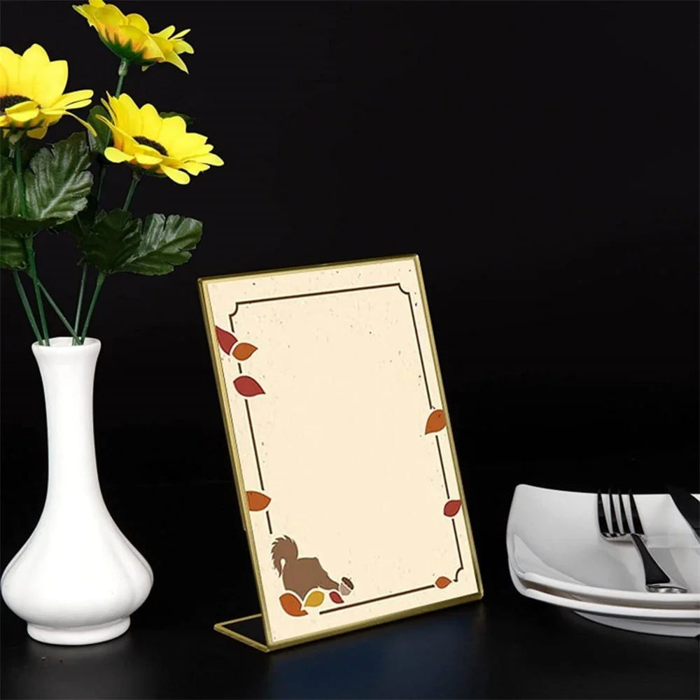 6Pcs 4 x 6 Inch L Shape Acrylic Sign Holder Menu Display Stand for Office Restaurant - 2