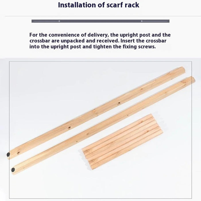 40 x 126cm Creative 6-Tier Wooden Scarf Organizer Clothing Store Scarves Shawls Display Rack - 3