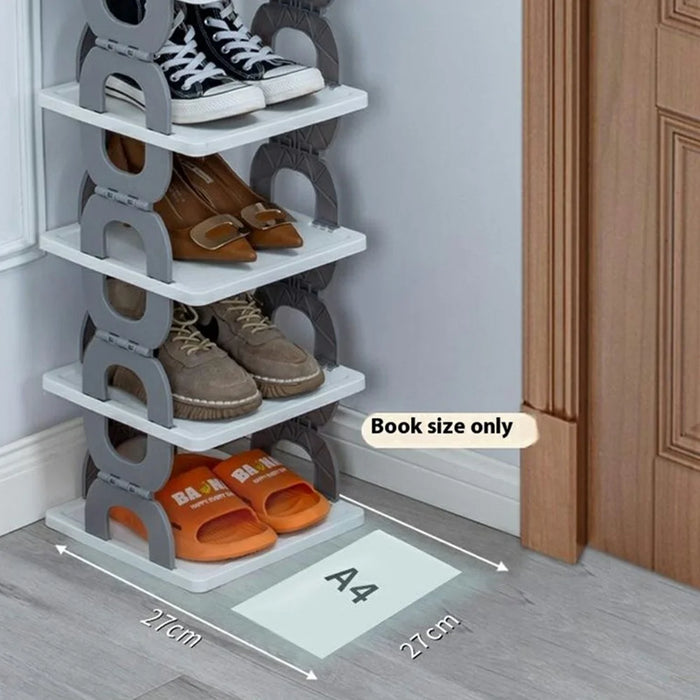 Foldable 6 Tiers Shoe Rack Organizer Home Entryway Bathroom Dorm PP Storage Shelf - Grey - 3