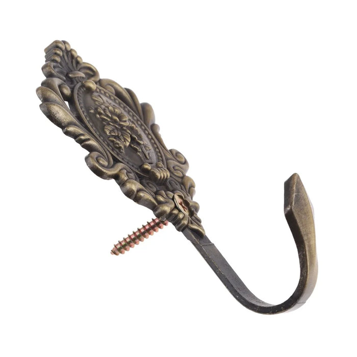 A12 2Pcs Rose Pattern Carved Vintage Drapery Window Curtain Holdbacks Tieback Wall Hooks - Bronze - 5