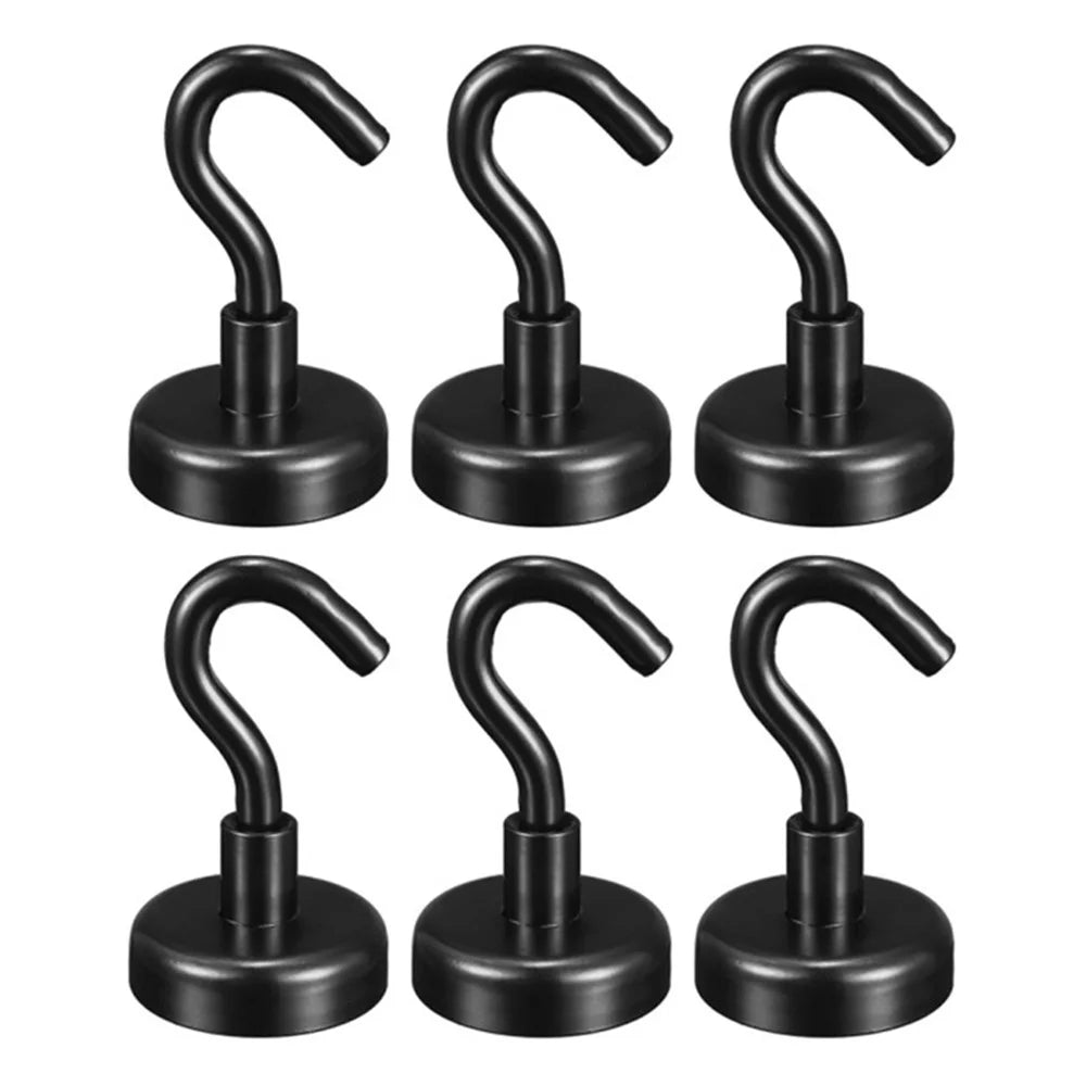 E25 6PCS Strong Magnetic NdFeB Hooks Heavy Duty Magnet Hangers for Indoor Outdoor Hanging - 1