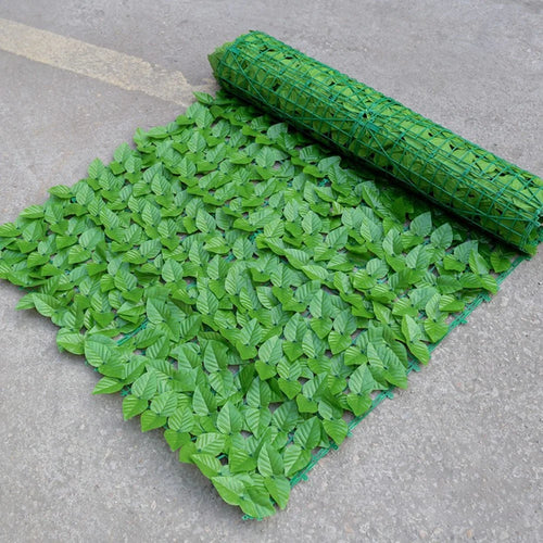 1 x 3m Light-Colored Pothos Leaves Artificial Hedge Privacy Screen Faux Leaf Fence Garden Yard Barrier Decor - 1