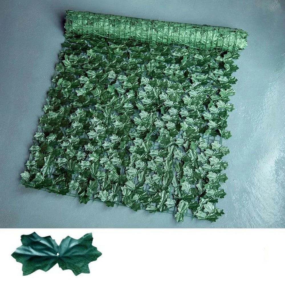 0.5 x 3m Dark Maple Leaf Artificial Hedge Faux Leaf Privacy Screen Fence Garden Balcony Decorative Barrier - 1