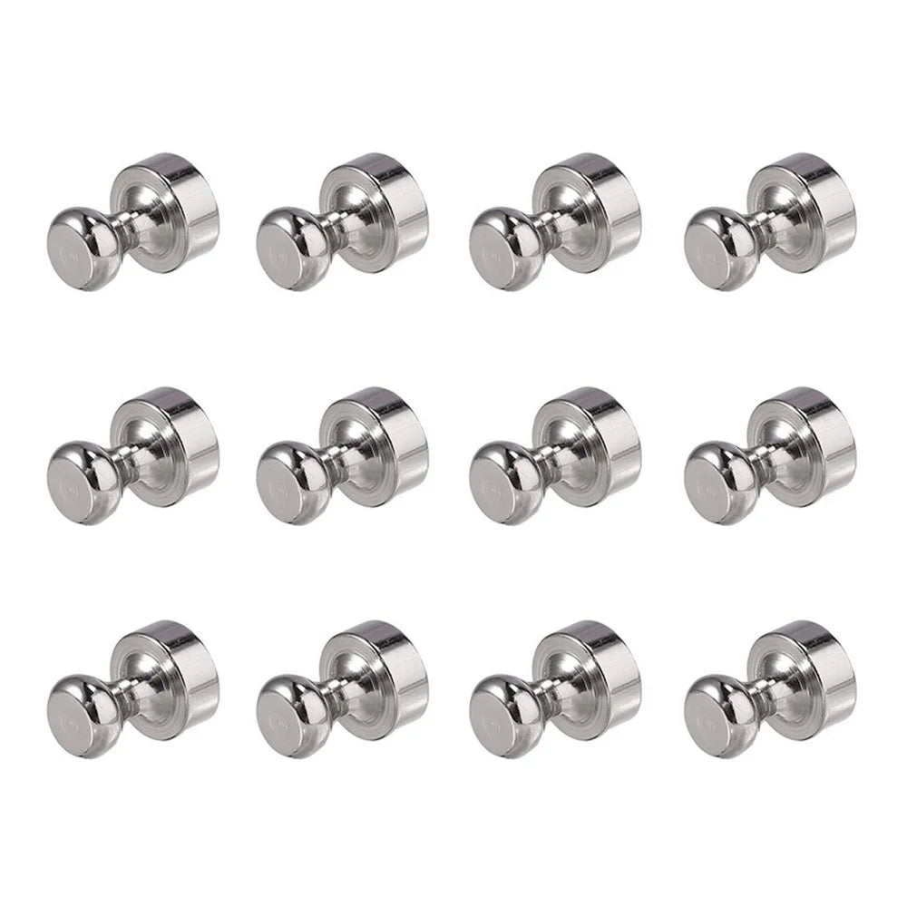12Pcs D12x16mm Chess Shape NdFeB Magnet Metal Thumbtack Refrigerator White Board Office Magnetic Push Pins with Storage Box - 1