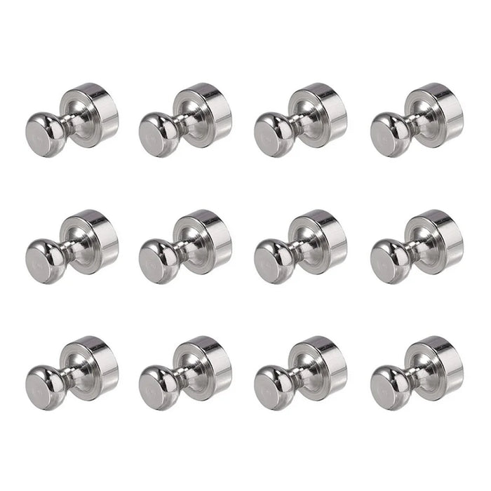 12Pcs D12x16mm Chess Shape NdFeB Magnet Metal Thumbtack Refrigerator White Board Office Magnetic Push Pins with Storage Box - 1