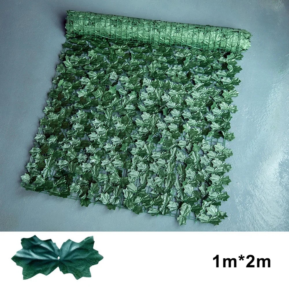 1m x 2m Dark Green Maple Leaf Hedge Artificial Leaf Privacy Screen for Garden Balcony Outdoor Decoration - 1
