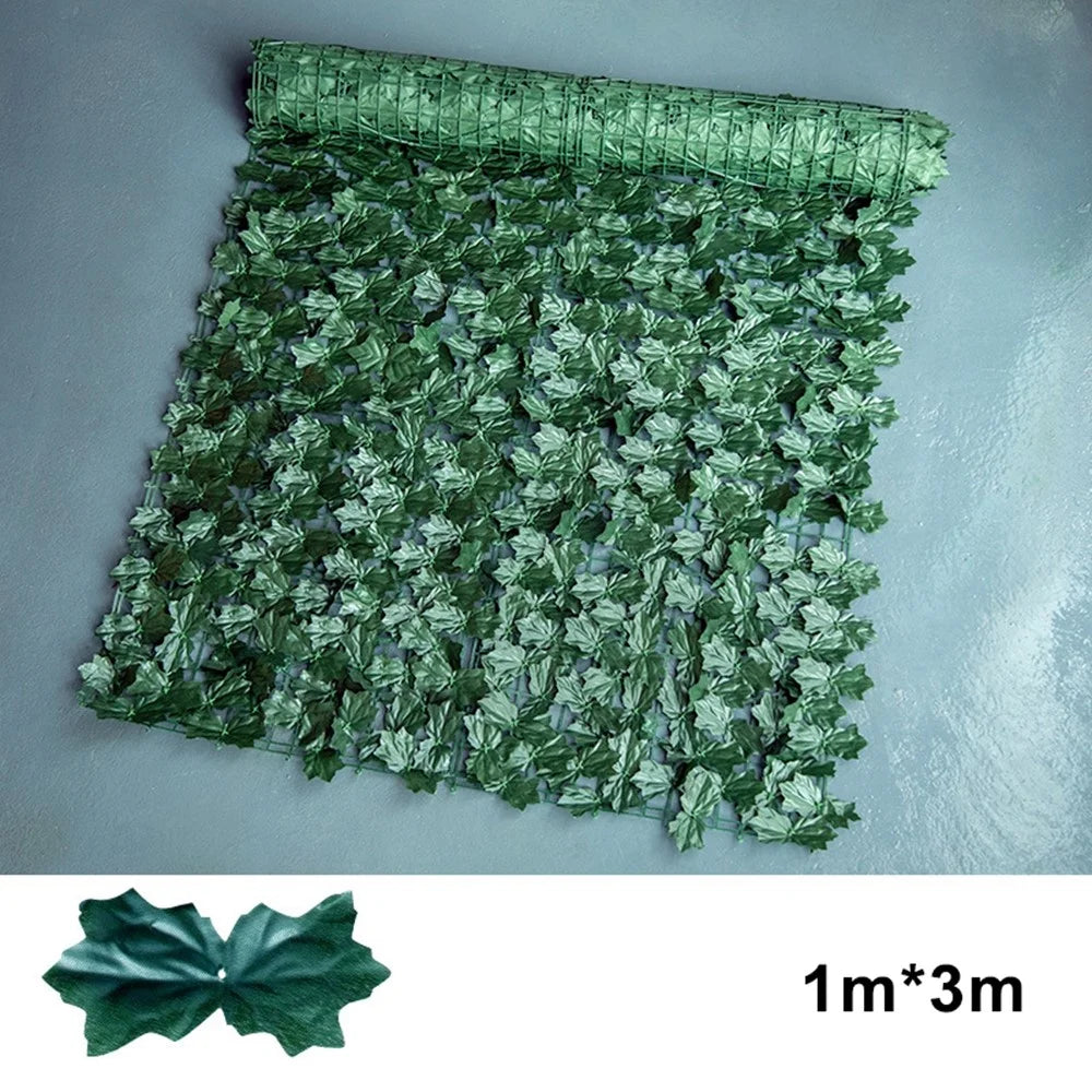 1m x 3m Dark Green Maple Leaf Hedge Artificial Leaf Privacy Screen for Garden Balcony Outdoor Decoration - 1