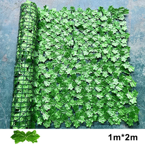 1m x 2m Light Green Maple Leaf Privacy Fence Screen Artificial Plant Hedges for Outdoor Garden Decor - 1