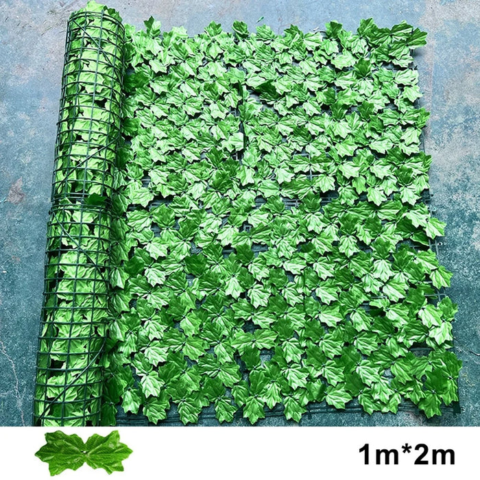 1m x 2m Light Green Maple Leaf Privacy Fence Screen Artificial Plant Hedges for Outdoor Garden Decor - 1