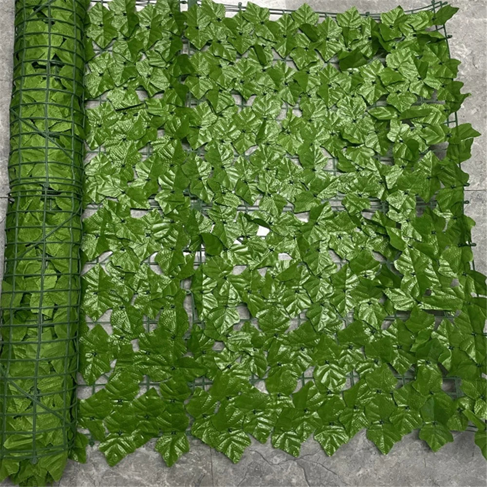 0.5m x 0.5m Light-Colored Faux Grape Leaf Artificial Hedge Fence Panel Garden Yard Plant Barrier - 1
