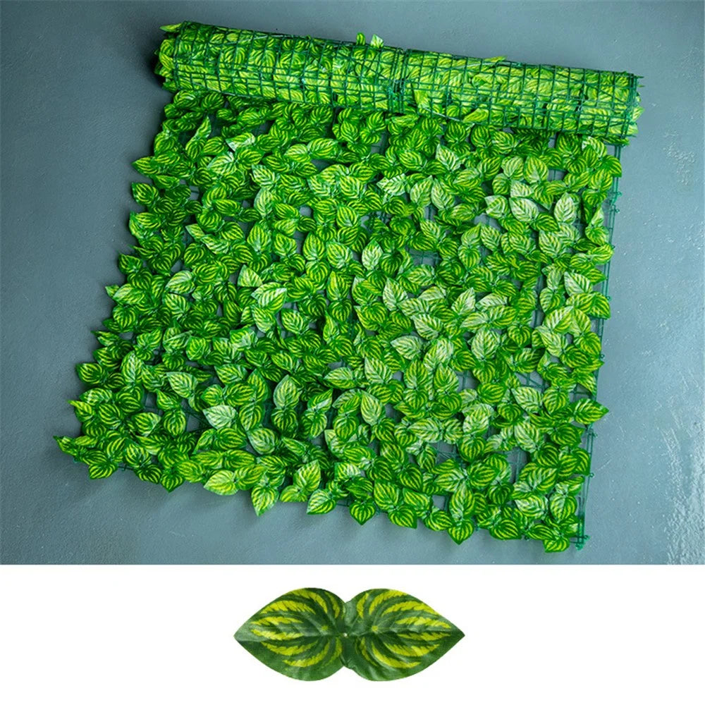 Privacy Fence Wall Screen 1 x 2m Artificial Hedges Fence with Faux Watermelon Leaf for Garden Balcony Decoration - 1