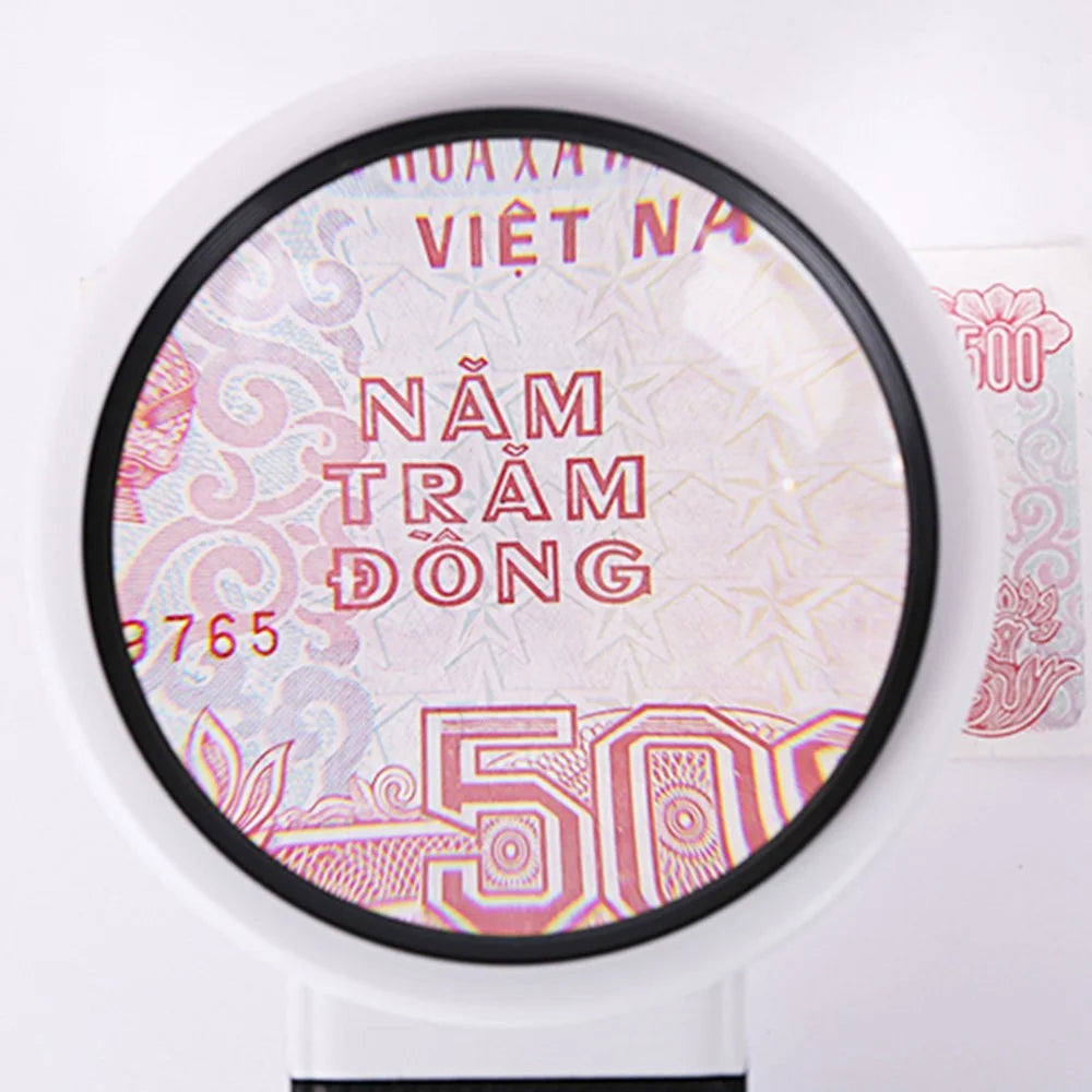 7018A 80mm Folding Magnifier with UV LED Light, 6X 25X Magnifying Glass for Jewelry Diamonds Cash Money - 4