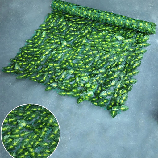 0.5 x 1m Green Perilla Leaf Artificial Hedge Privacy Screen Faux Leaf Fence Garden Balcony Decor - 1