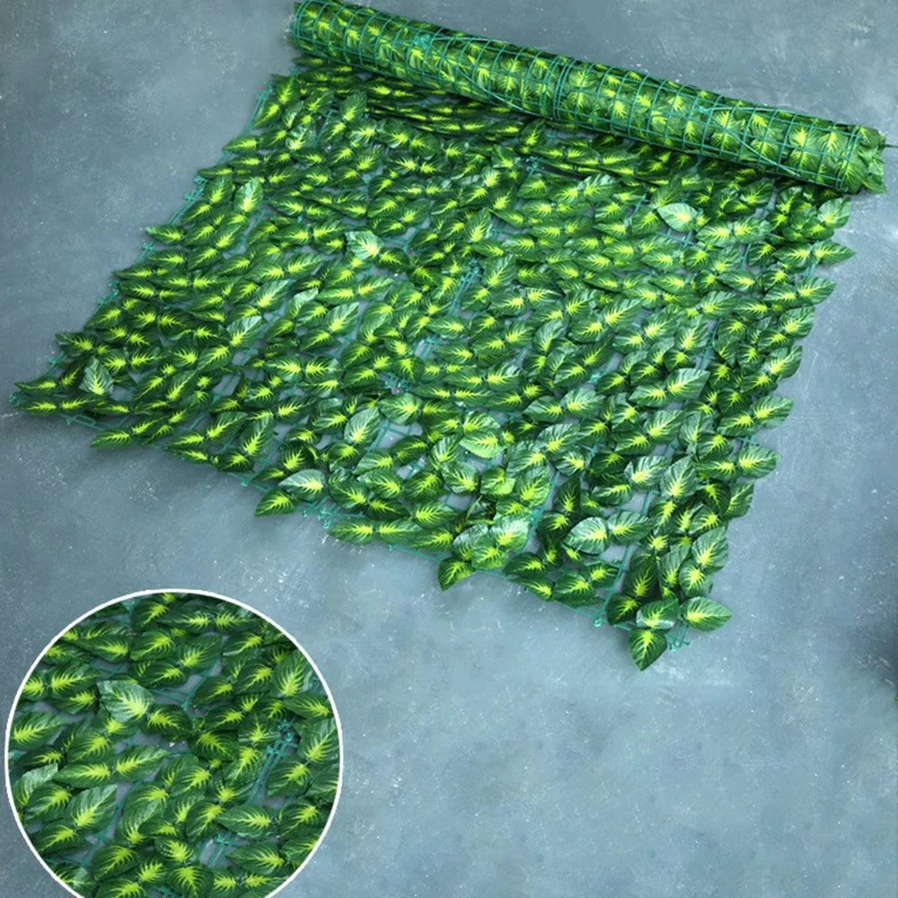 0.5 x 3m Green Perilla Leaf Artificial Hedge Privacy Screen Faux Leaf Fence Garden Balcony Decor - 1
