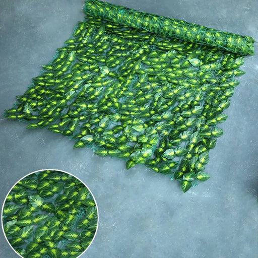 0.5 x 3m Green Perilla Leaf Artificial Hedge Privacy Screen Faux Leaf Fence Garden Balcony Decor - 1
