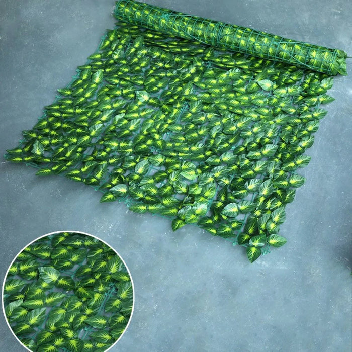1 x 2m Green Perilla Leaf Artificial Hedge Privacy Screen Faux Leaf Fence Garden Balcony Decor - 1