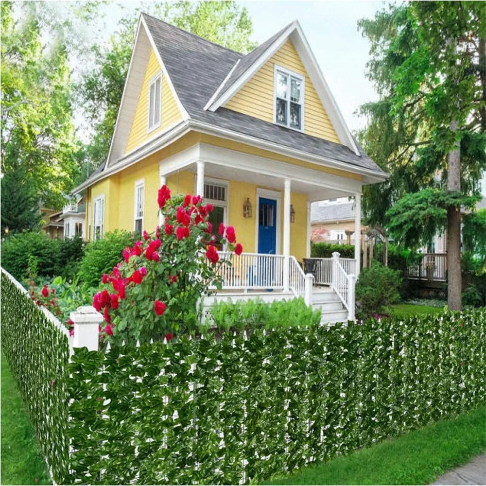 1 x 2m Faux Apple Leaf Artificial Hedge Privacy Screen Fence Panel Realistic Green Plant Barrier - 3
