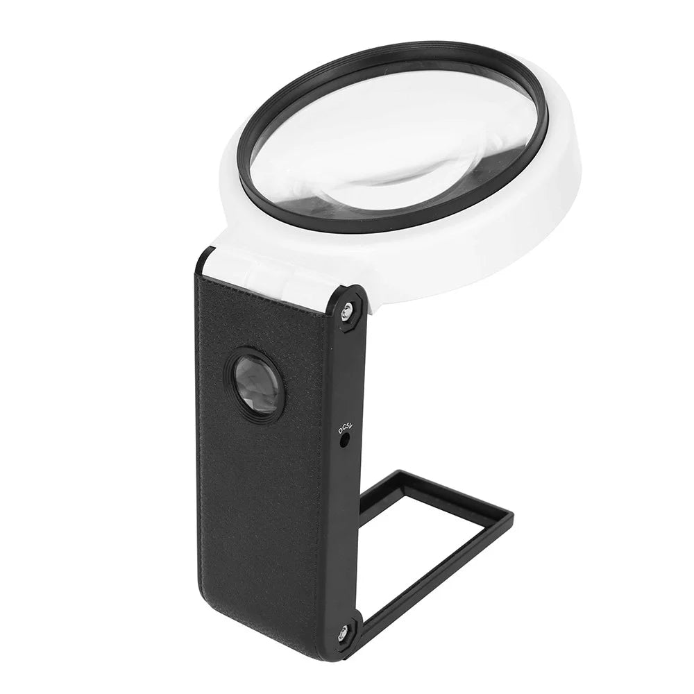 7018C 110mm LED Magnifier Money Cash Identification Foldable Design 3.5X 25X Magnifying Glass - 1