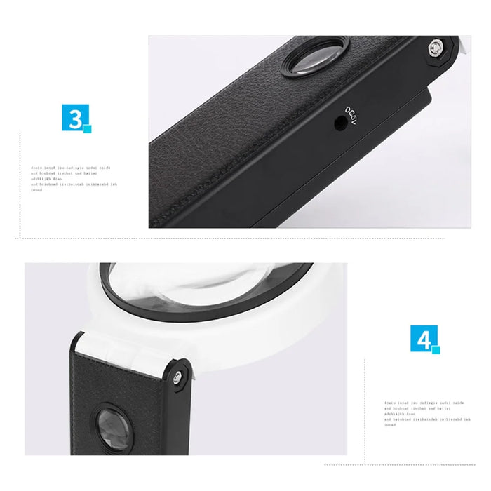 7018C 110mm LED Magnifier Money Cash Identification Foldable Design 3.5X 25X Magnifying Glass - 6