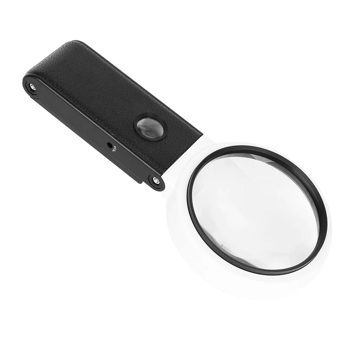 7018C 110mm LED Magnifier Money Cash Identification Foldable Design 3.5X 25X Magnifying Glass - 7