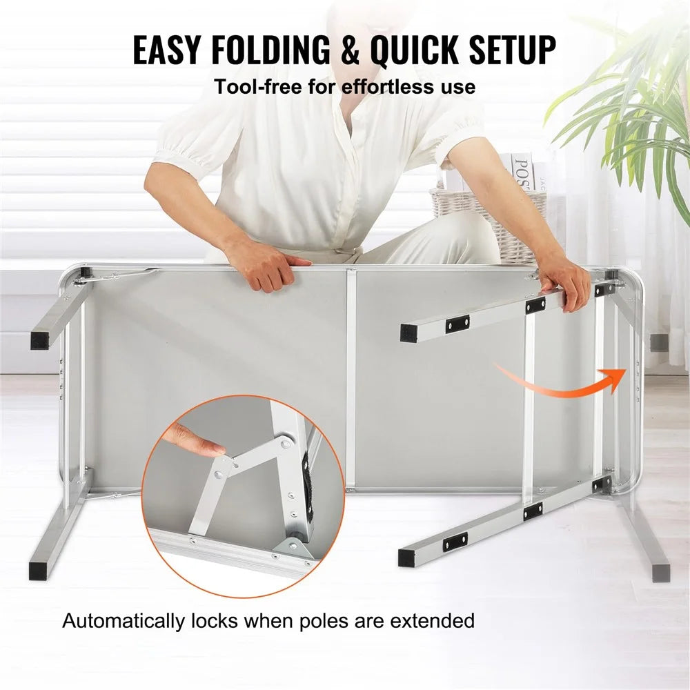 Portable Folding Bar Table 99x38x88cm Podium with Skirting and Storage Bag for Party Picnic Exhibition - 4