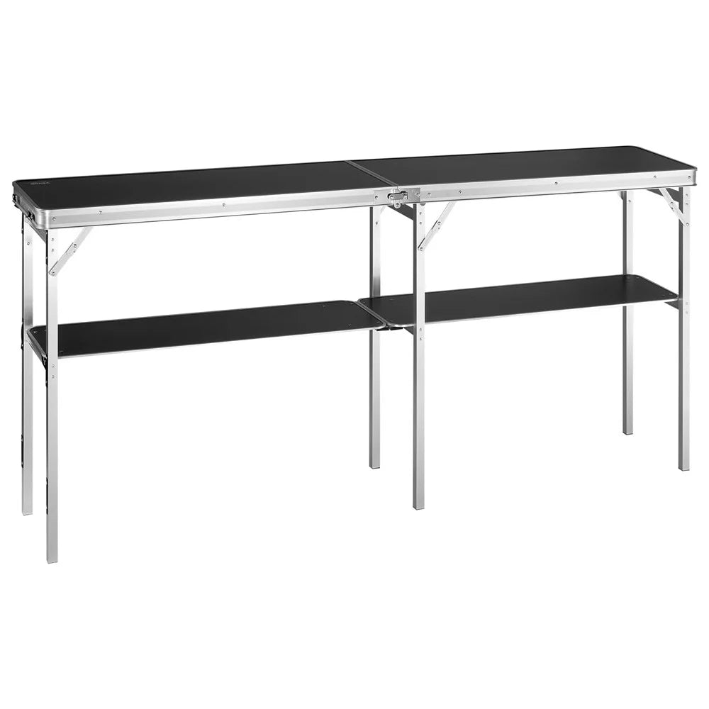 Folding Portable Bar Table 198x38.5x85cm Party Picnic Exhibition Podium Desk with Skirting and Storage Bag - 4