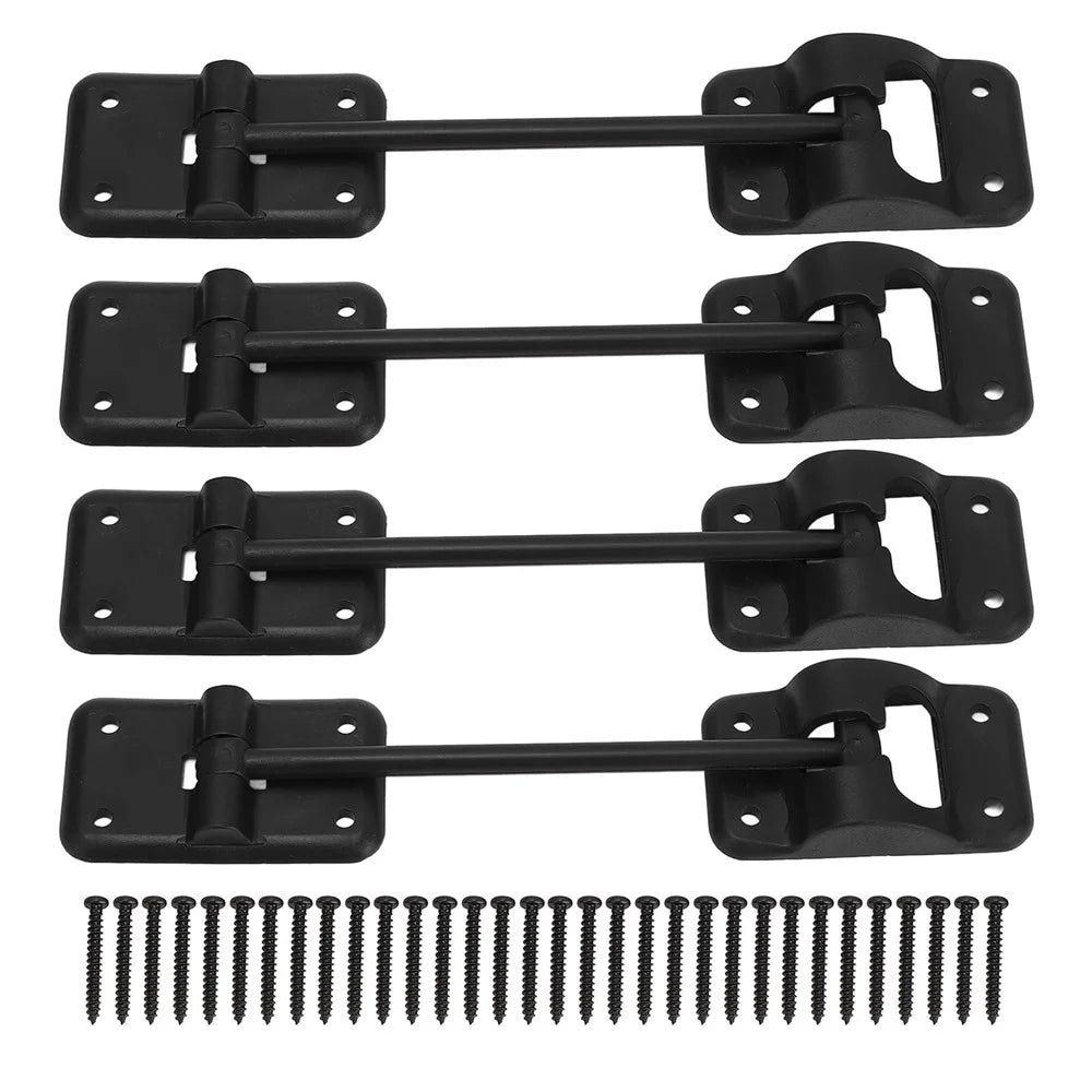 4 Sets 6 Inch T-Style ABS Door Catch Lock Bracket RV Camper Trailer Entrance Door Holder - Black - 1