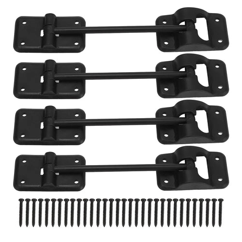 4 Sets 6 Inch T-Style ABS Door Catch Lock Bracket RV Camper Trailer Entrance Door Holder - Black - 1