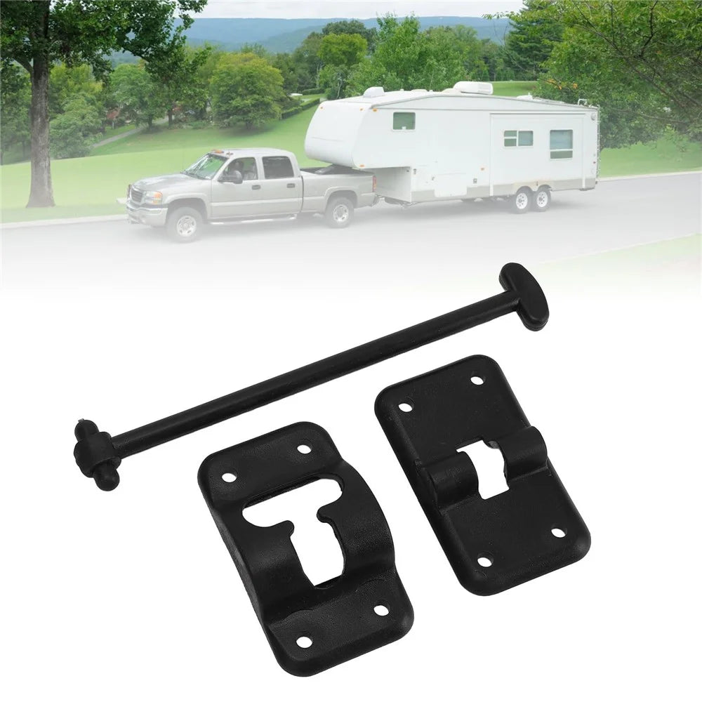 4 Sets 6 Inch T-Style ABS Door Catch Lock Bracket RV Camper Trailer Entrance Door Holder - Black - 2