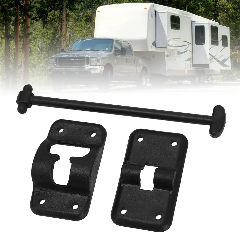 4 Sets 6 Inch T-Style ABS Door Catch Lock Bracket RV Camper Trailer Entrance Door Holder - Black - 5