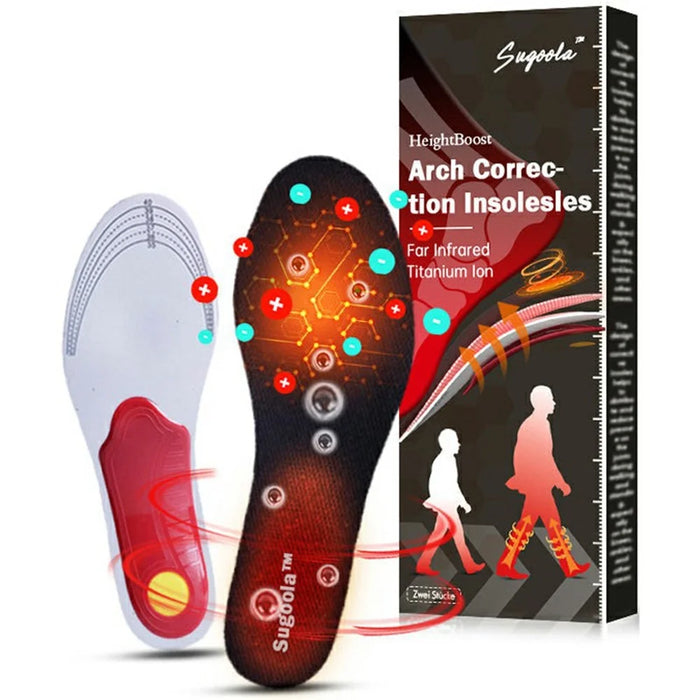 SUGOOLA HK-B05-0029-01 Infrared Therapy Orthopedic Arch Support Insoles Height Increase Shoes Pads - 1