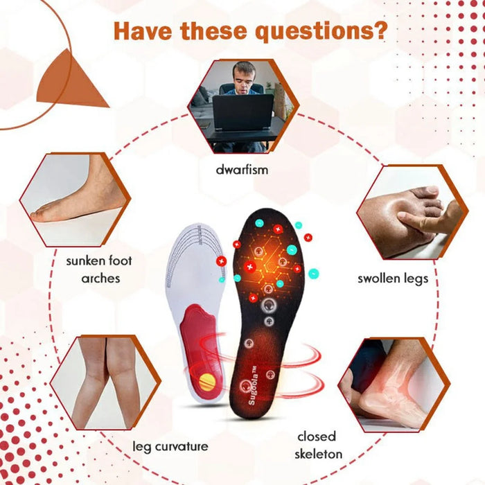 SUGOOLA HK-B05-0029-01 Infrared Therapy Orthopedic Arch Support Insoles Height Increase Shoes Pads - 6