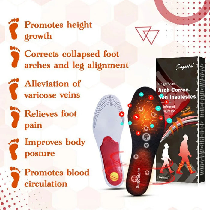 SUGOOLA HK-B05-0029-01 Infrared Therapy Orthopedic Arch Support Insoles Height Increase Shoes Pads - 7