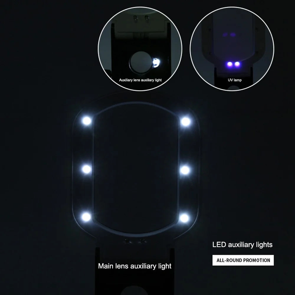 7018FX Square LED Magnifier 10X 25X Magnifying Glass for Jewelry Diamonds Cash Money - 2