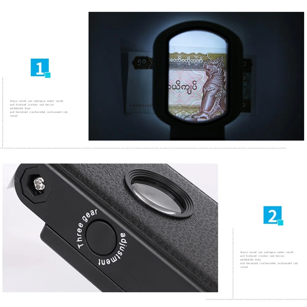7018FX Square LED Magnifier 10X 25X Magnifying Glass for Jewelry Diamonds Cash Money - 6