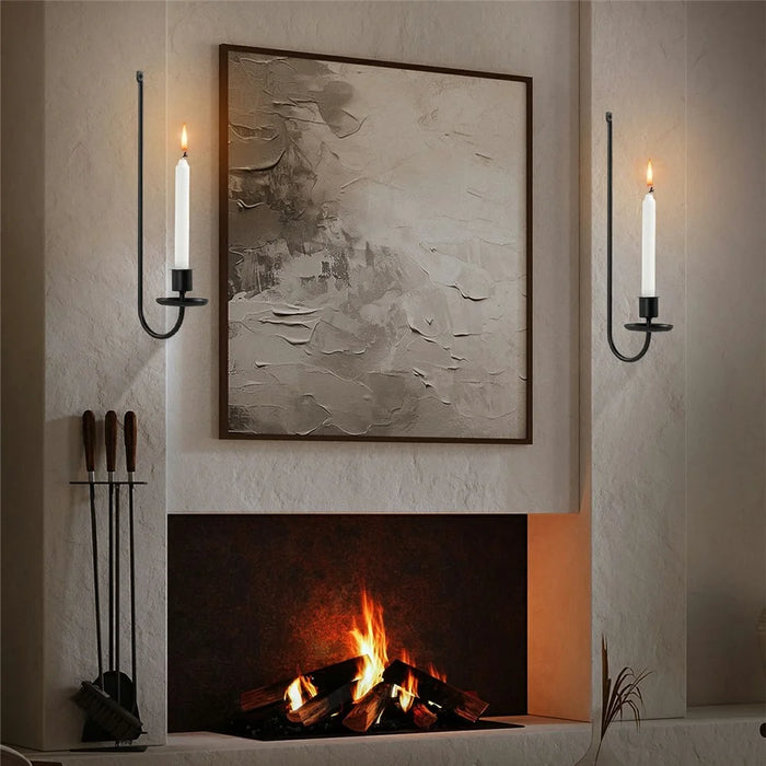 2Pcs Wall Mounted Candle Holder Iron Art L Shaped Decorative Candlestick Rack - 6