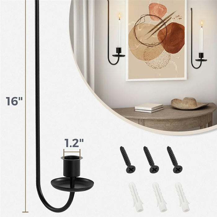 2Pcs Wall Mounted Candle Holder Iron Art L Shaped Decorative Candlestick Rack - 7