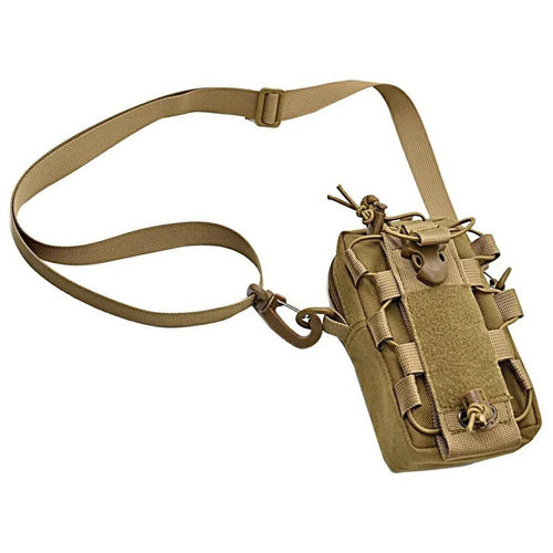 Tactical Outdoor Hiking Camping Waist Pack Small Hanging Bag with Water Bottle Holder - Khaki - 1