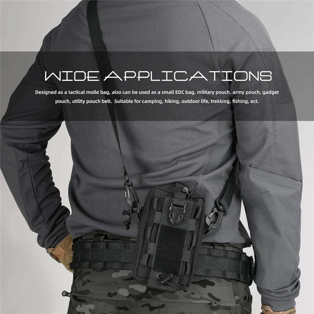 Tactical Outdoor Hiking Camping Waist Pack Small Hanging Bag with Water Bottle Holder - Khaki - 4