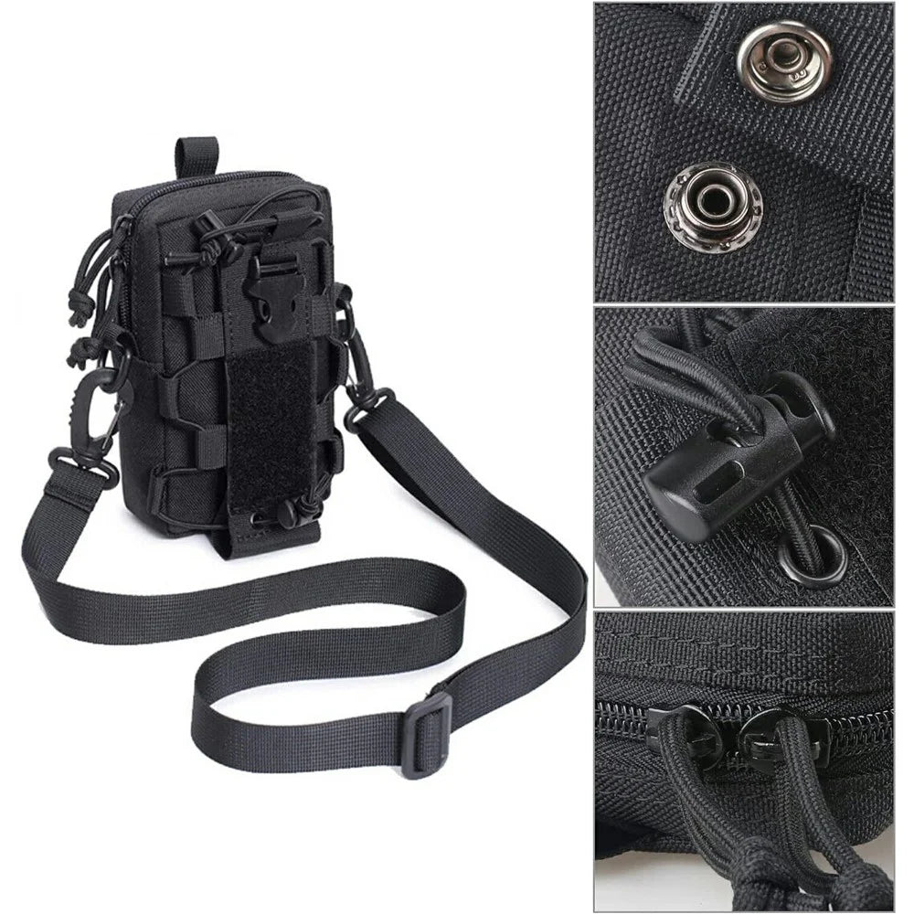 Tactical Outdoor Hiking Camping Waist Pack Small Hanging Bag with Water Bottle Holder - Khaki - 7