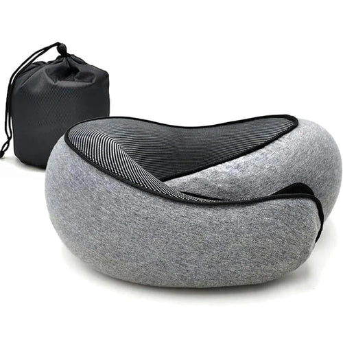 Memory Foam Snail Travel Pillow Portable U-Shaped Airplane Office Nap Neck Support Pillow - Grey - 1