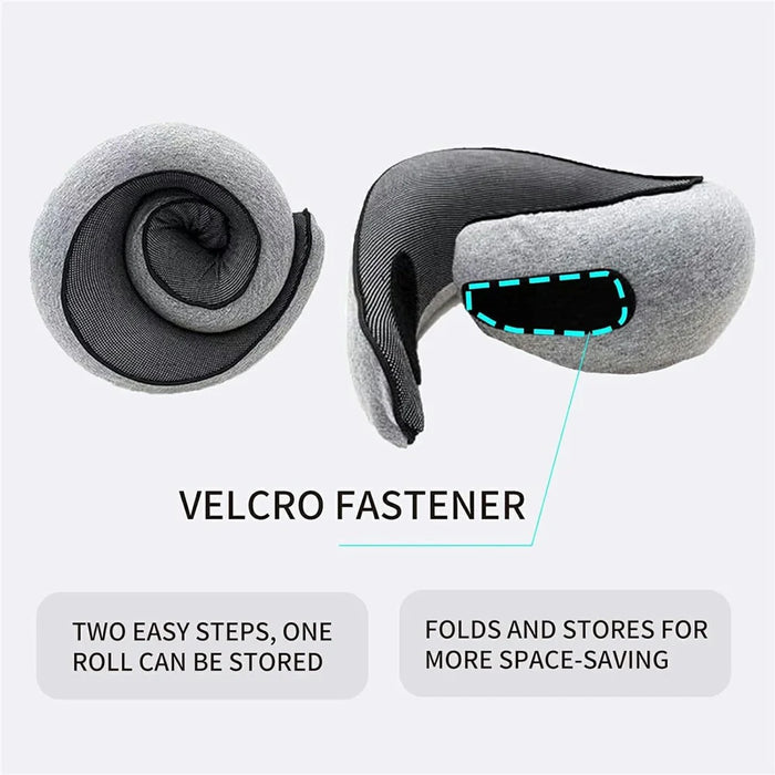 Memory Foam Snail Travel Pillow Portable U-Shaped Airplane Office Nap Neck Support Pillow - Grey - 4