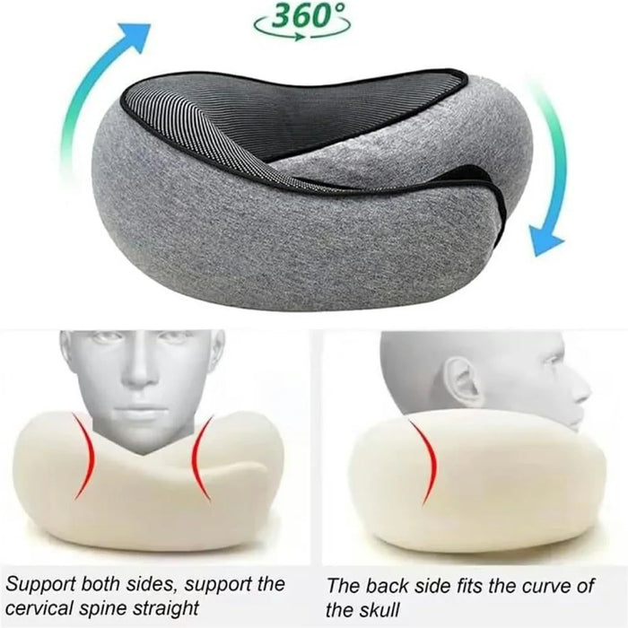 Memory Foam Snail Travel Pillow Portable U-Shaped Airplane Office Nap Neck Support Pillow - Grey - 6
