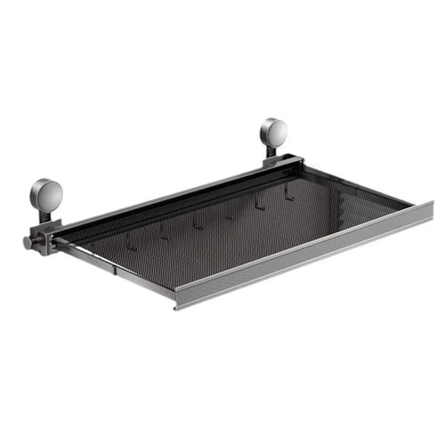 44cm Retractable Towel Rack Bathroom Suction Cup Mount Foldable Shelf with 6 Hooks - 1