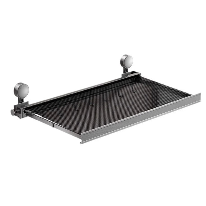 44cm Retractable Towel Rack Bathroom Suction Cup Mount Foldable Shelf with 6 Hooks - 1