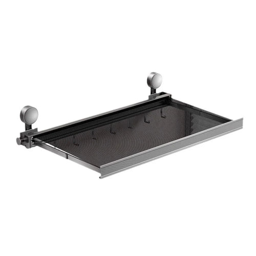 60cm Retractable Towel Rack Bathroom Suction Cup Mount Foldable Shelf with 8 Hooks - 1