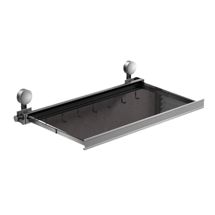 60cm Retractable Towel Rack Bathroom Suction Cup Mount Foldable Shelf with 8 Hooks - 1