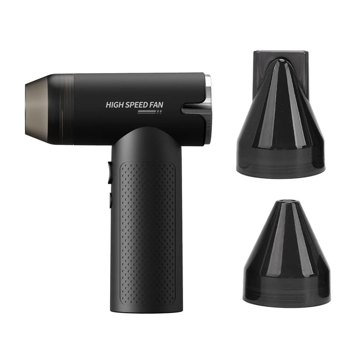 Multifunction Mini Handheld Turbo Fan USB Rechargeable High Speed Portable Blower - Black - 1