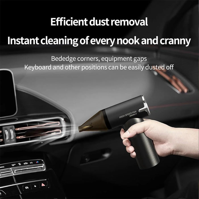 Multifunction Mini Handheld Turbo Fan USB Rechargeable High Speed Portable Blower - Black - 5
