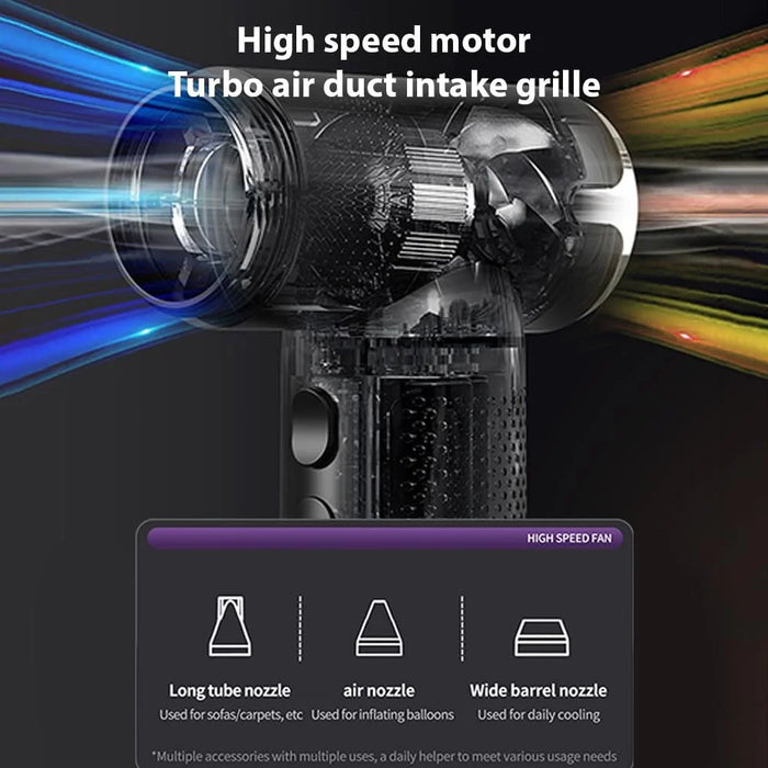 Multifunction Mini Handheld Turbo Fan USB Rechargeable High Speed Portable Blower - Black - 7